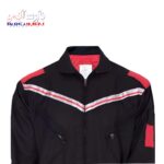 لباس کار یکسره نواردار مشکی قرمز
